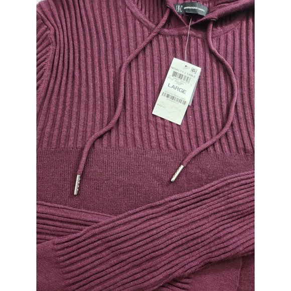 Inc Men's Regular  Ribbed Hooded Sweater  L red long sleeve 100127664 - Picture 6 of 6
